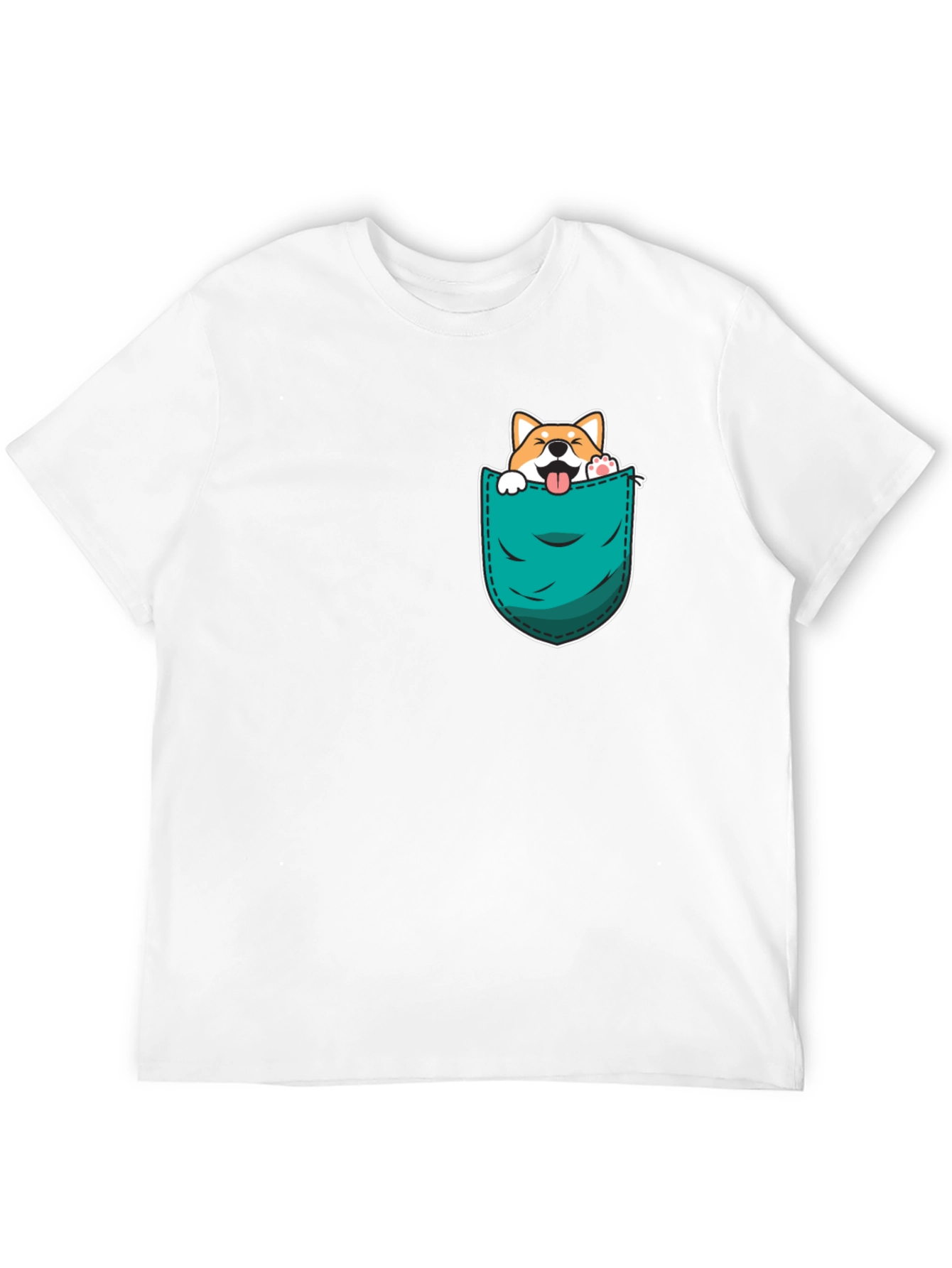 Cute Dog in Pocket Black T-Shirt