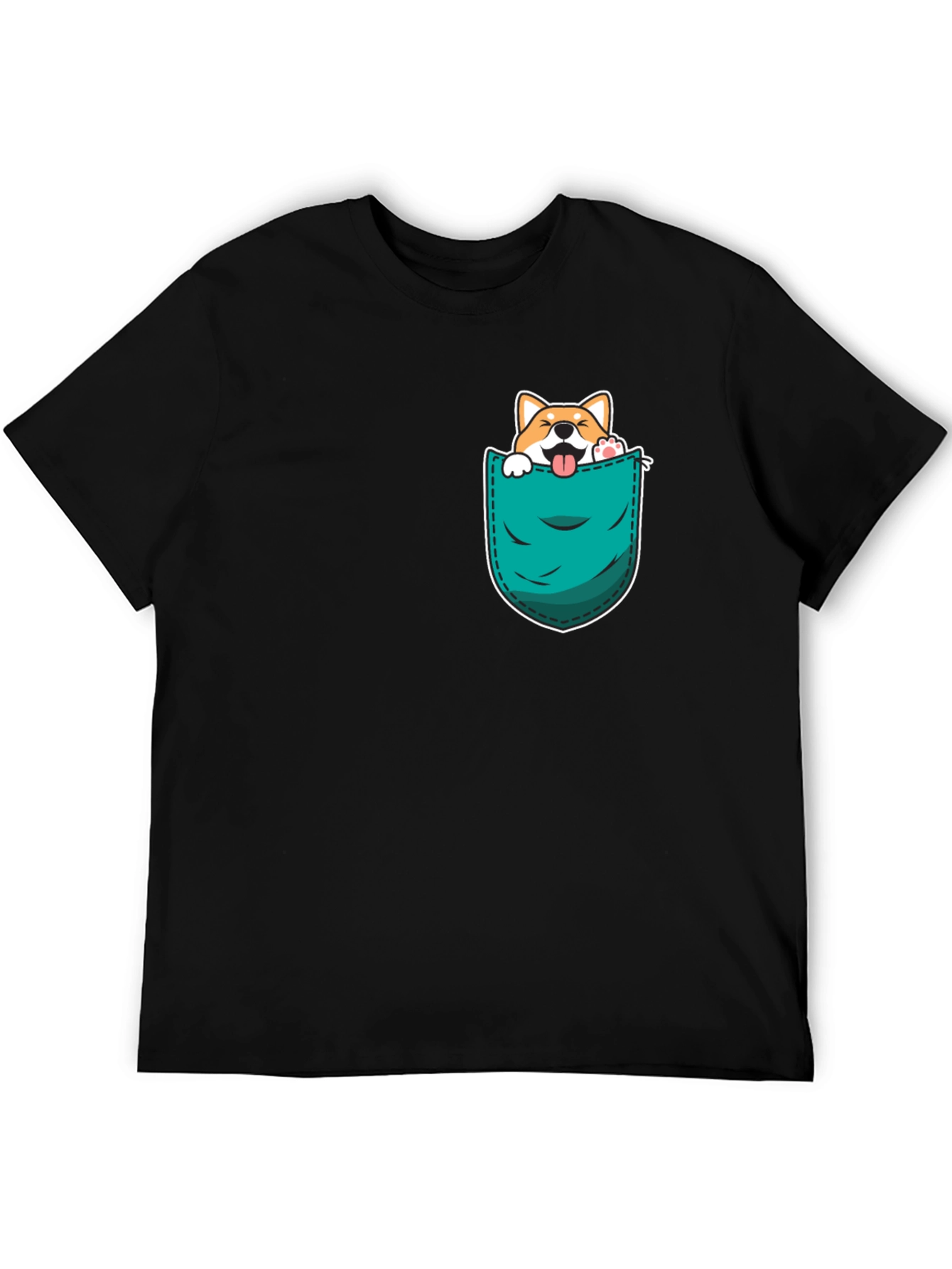 Cute Dog in Pocket Black T-Shirt