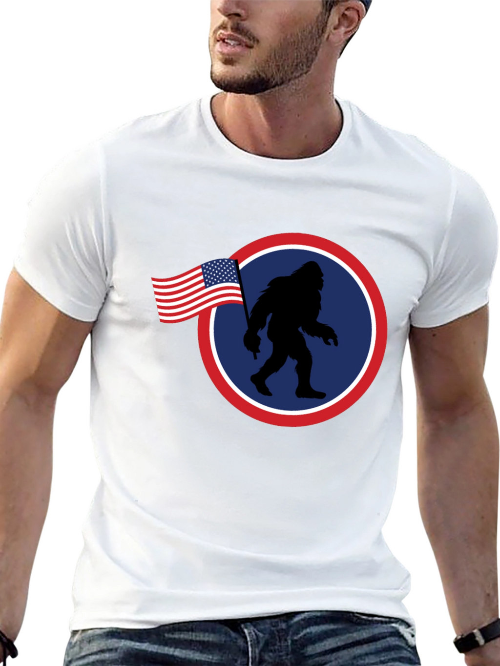 American Bigfoot Patriotic Graphic Tee