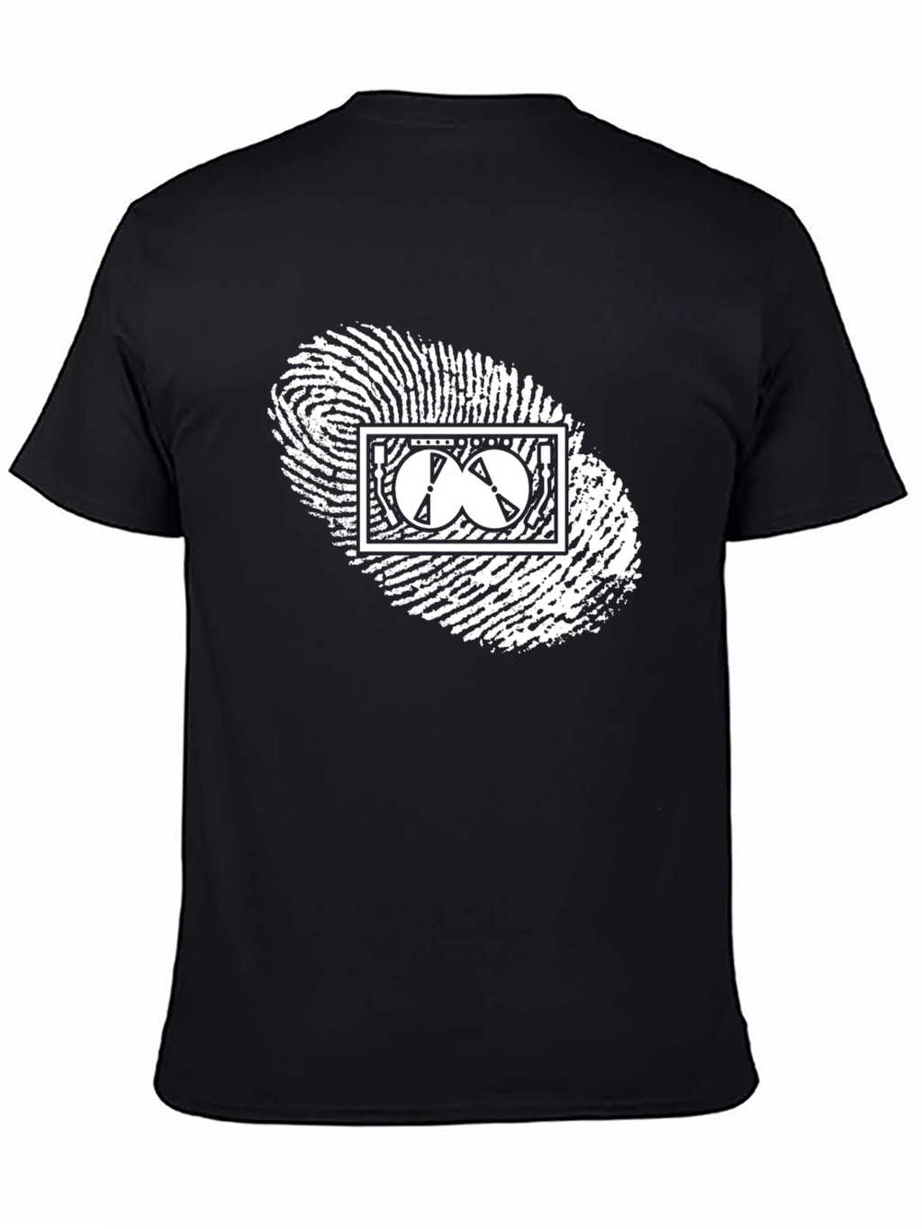 Unique Fingerprint Graphic Tee - Black Cotton Blend