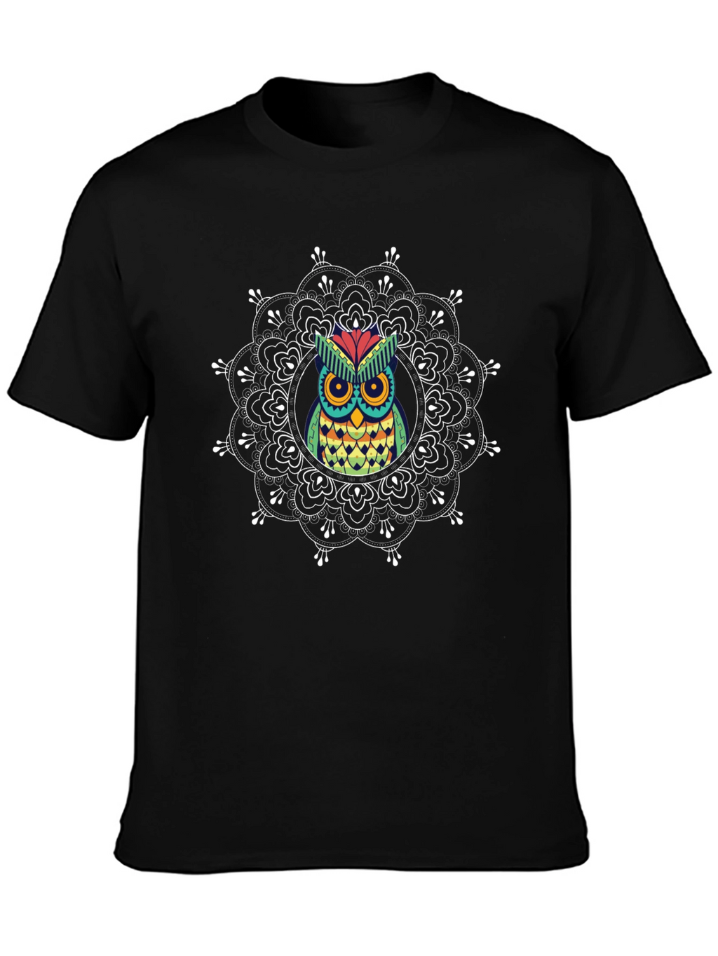 Owl Mandala Graphic Print T-Shirt