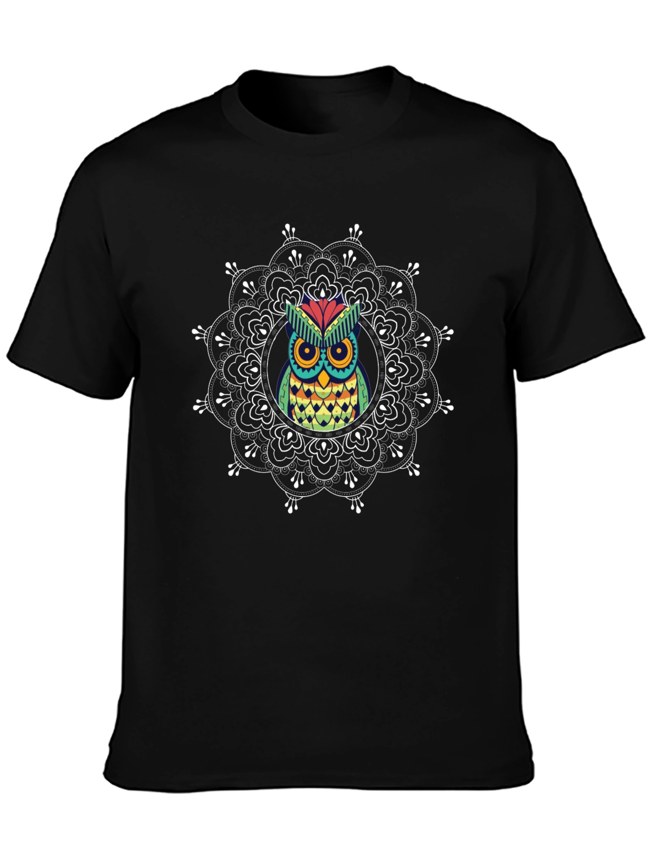 Owl Mandala Graphic Print T-Shirt