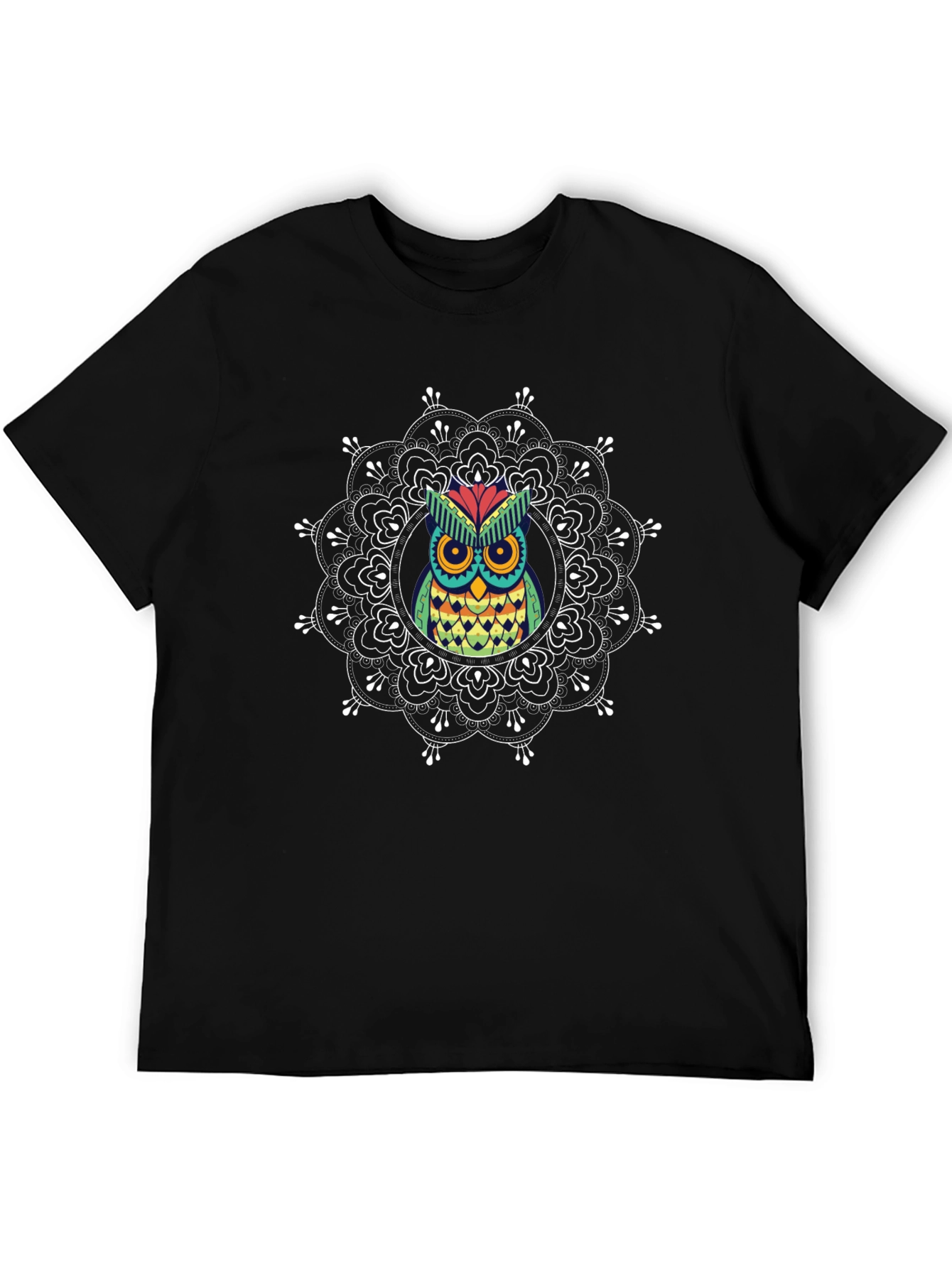 Owl Mandala Graphic Print T-Shirt