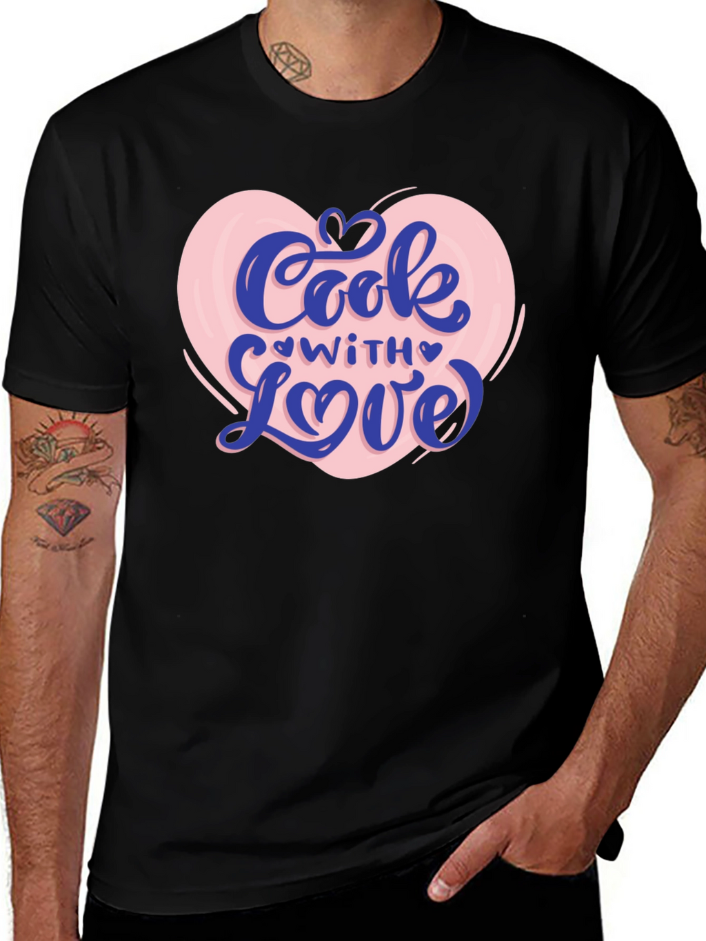 Cook With Love Graphic T-Shirt - Black