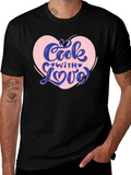 Cook With Love Graphic T-Shirt - Black