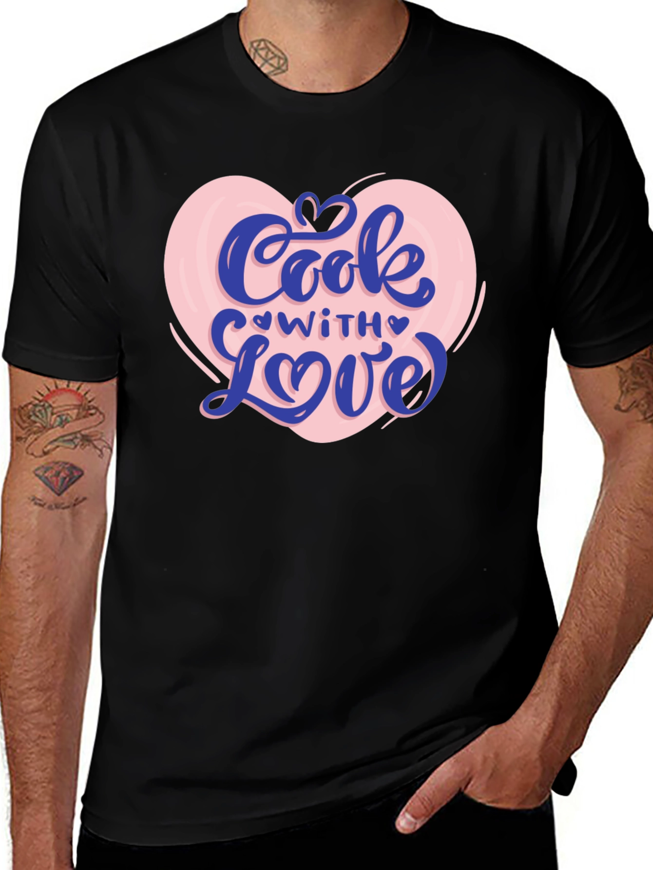 Cook With Love Graphic T-Shirt - Black