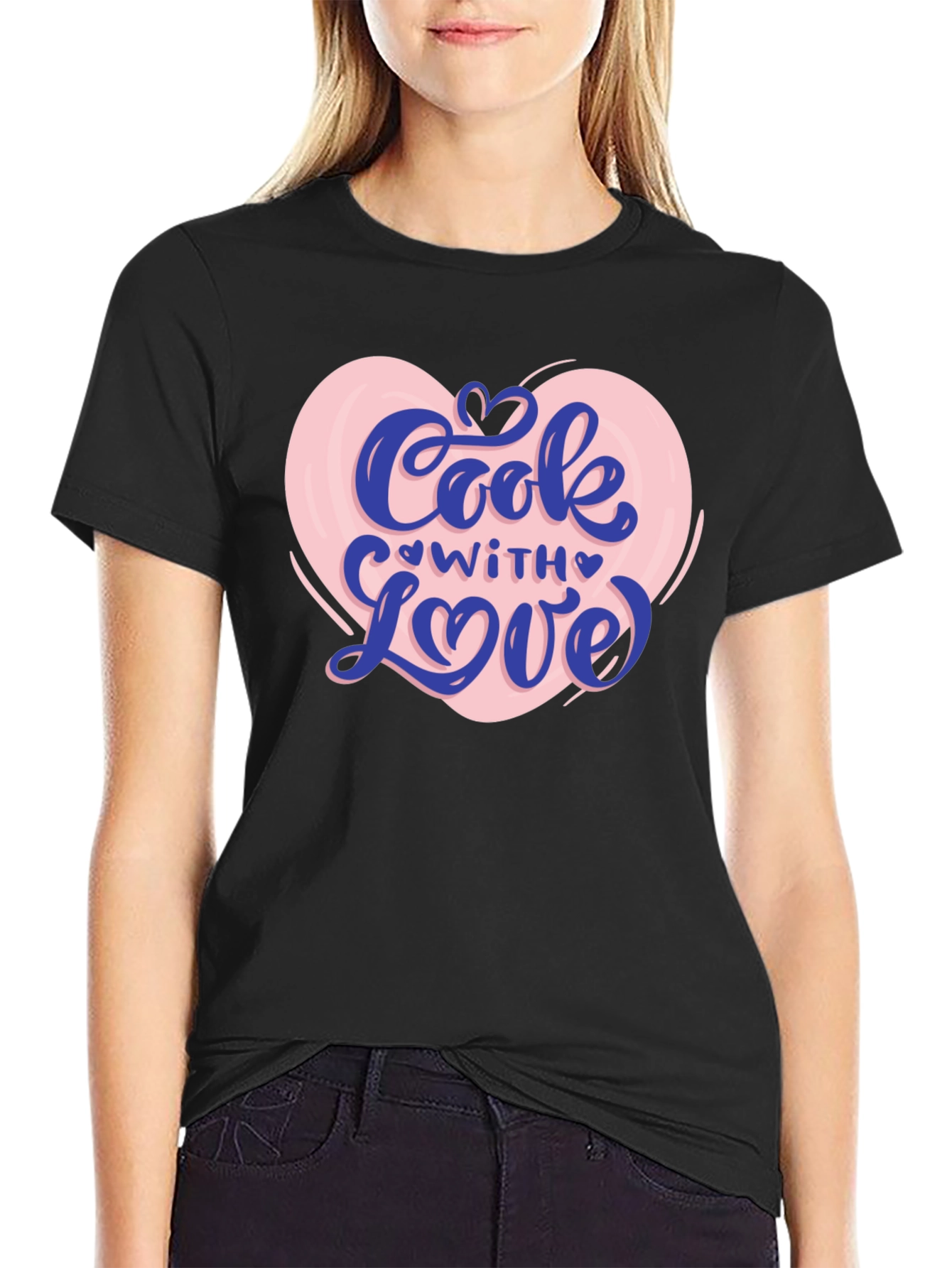 Cook With Love Graphic T-Shirt - Black