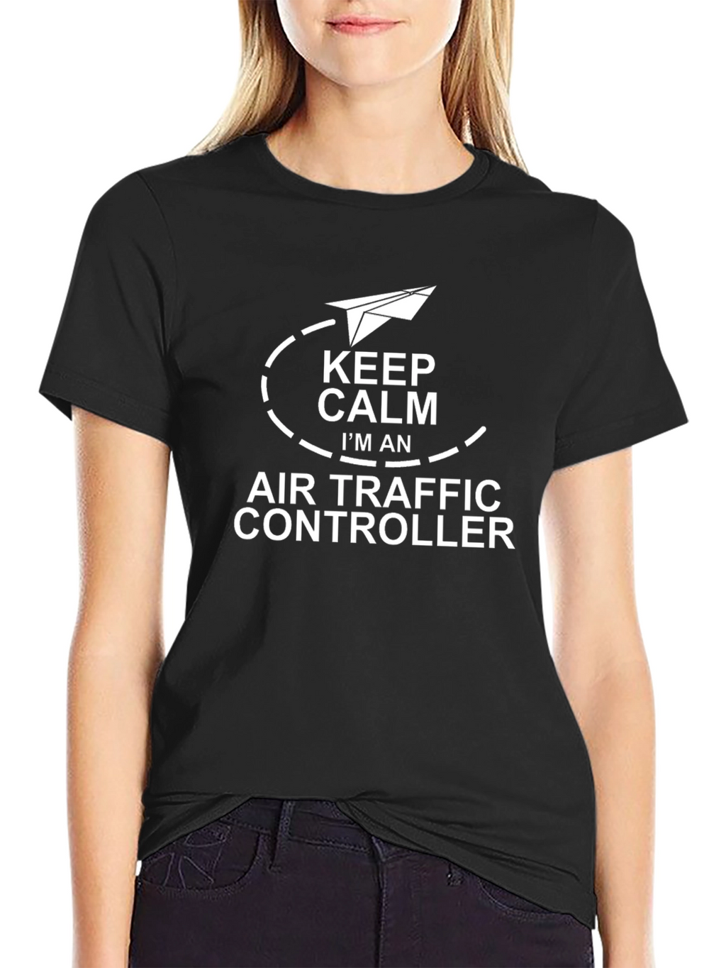 Keep Calm Air Traffic Controller Black T-Shirt