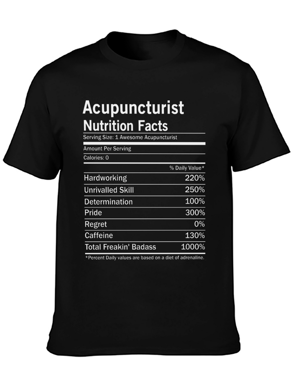 Acupuncturist Nutrition Facts Funny T-Shirt