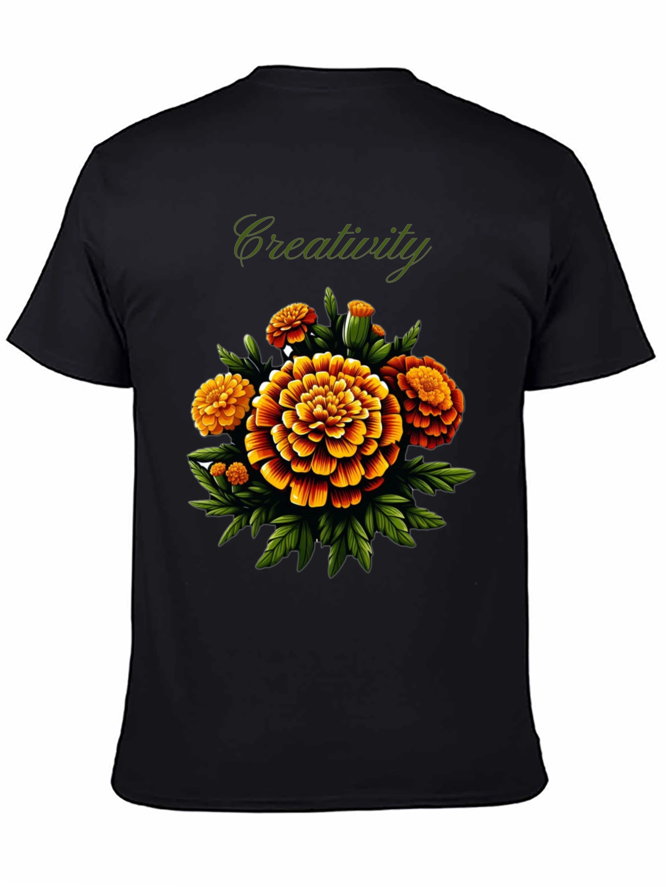 Creativity Marigold Floral Graphic Tee