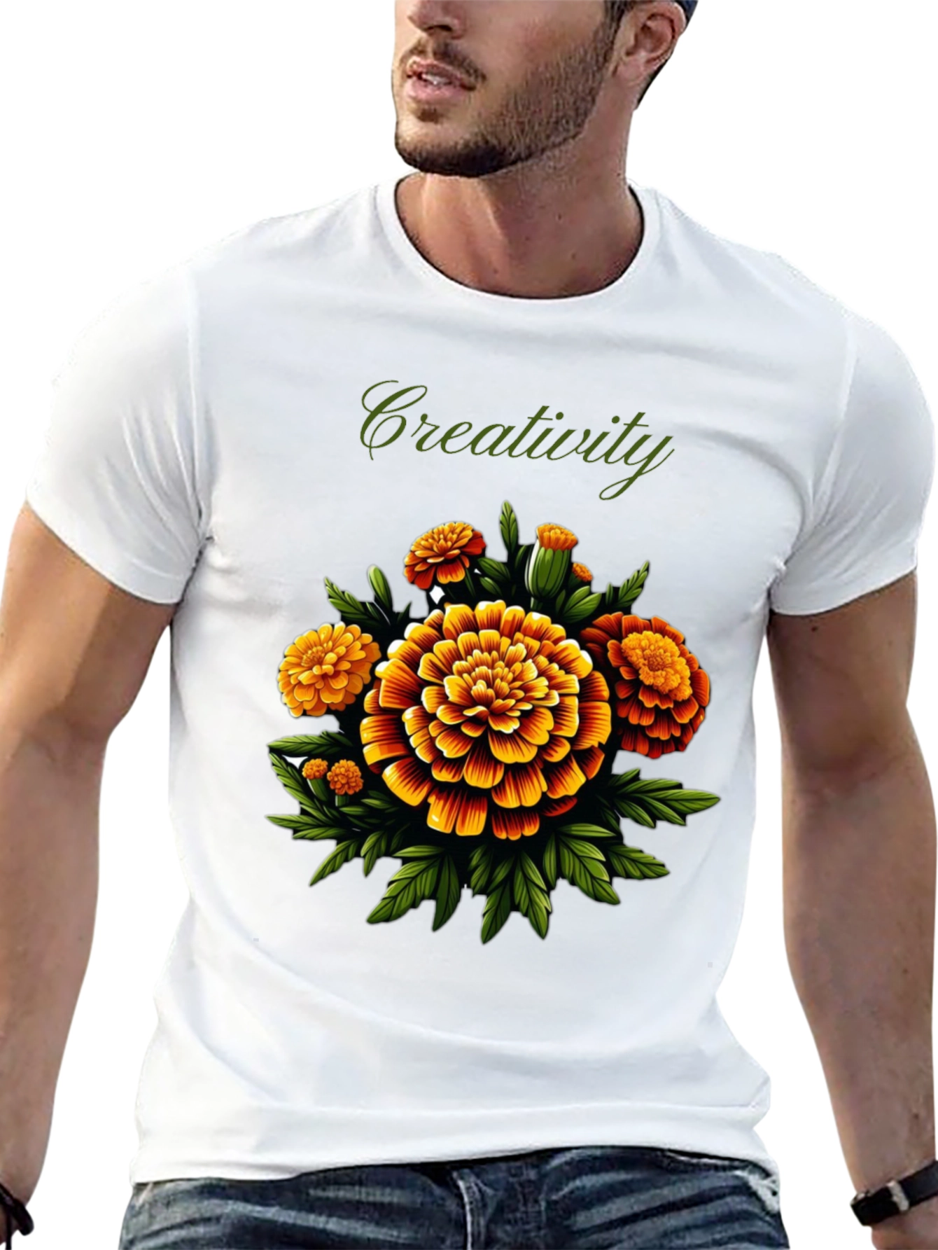 Creativity Marigold Floral Graphic Tee