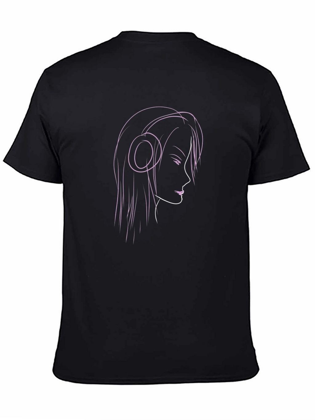 Headphones Girl T-Shirt - Stylish Black Tee