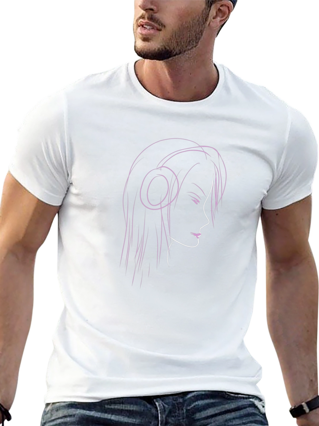 Headphones Girl T-Shirt - Stylish Black Tee