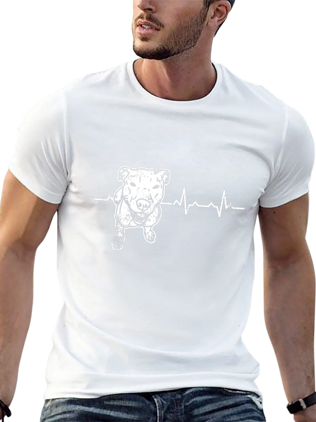 Dog Heartbeat Graphic Tee - Black Cotton Blend