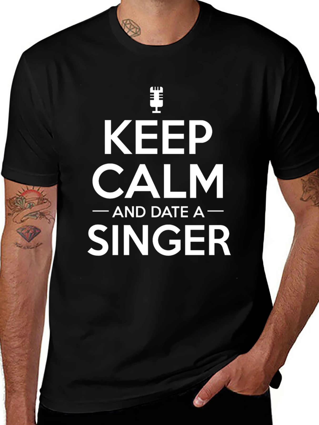 Keep Calm and Date a Singer Black T-Shirt