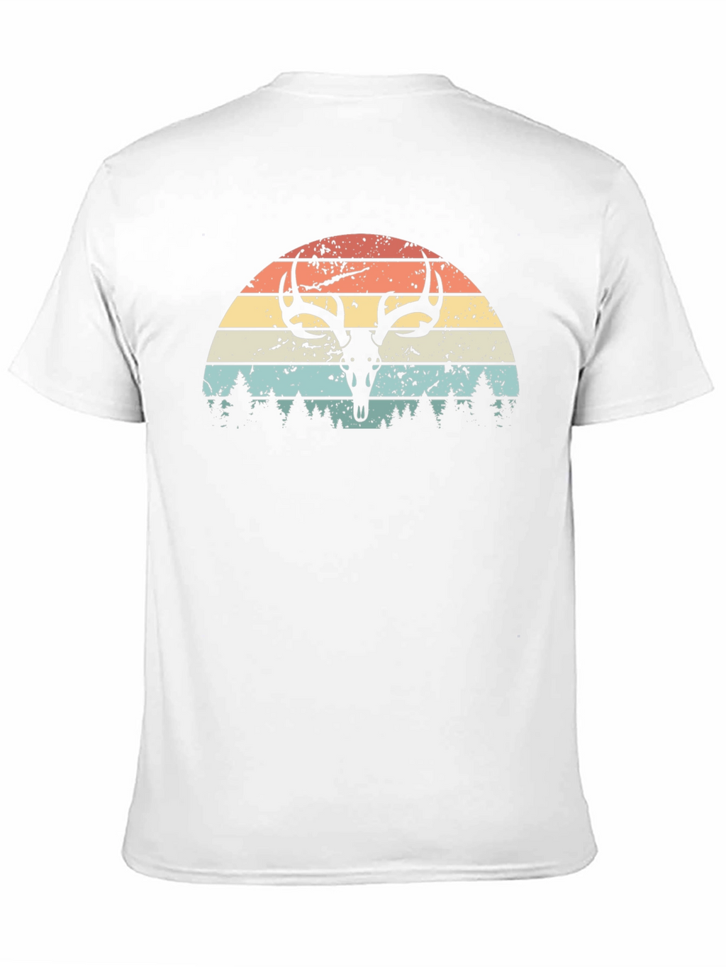 Retro Deer Skull Sunset Graphic Tee