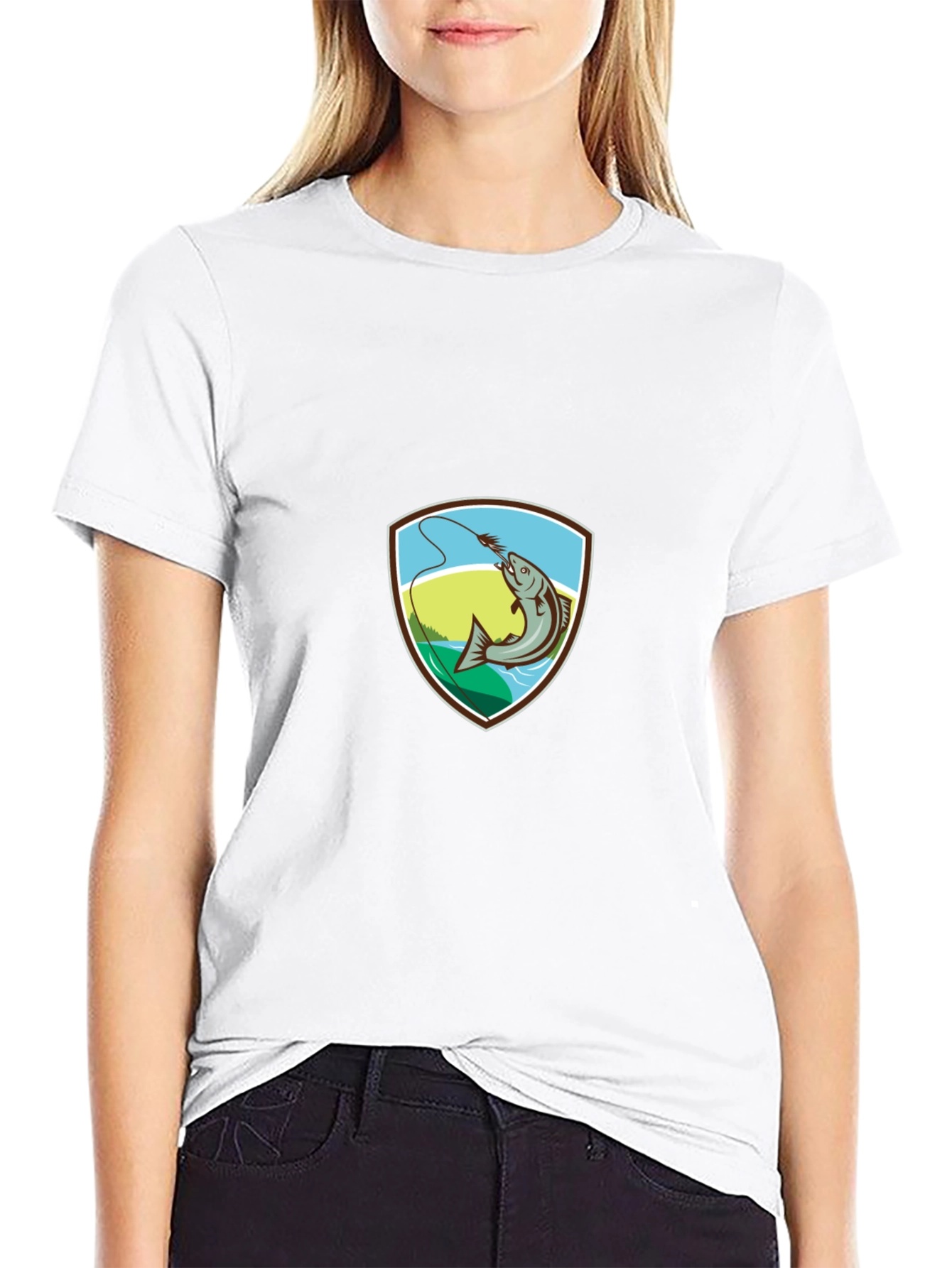 Fishing T-Shirt: Retro Fish Badge