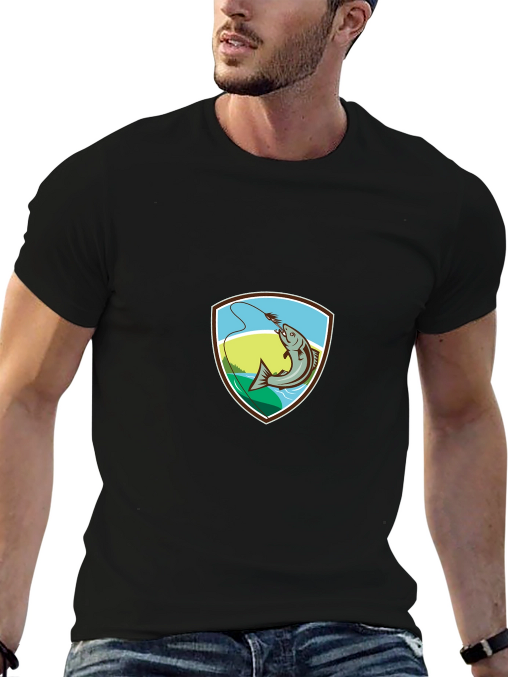 Fishing T-Shirt: Retro Fish Badge