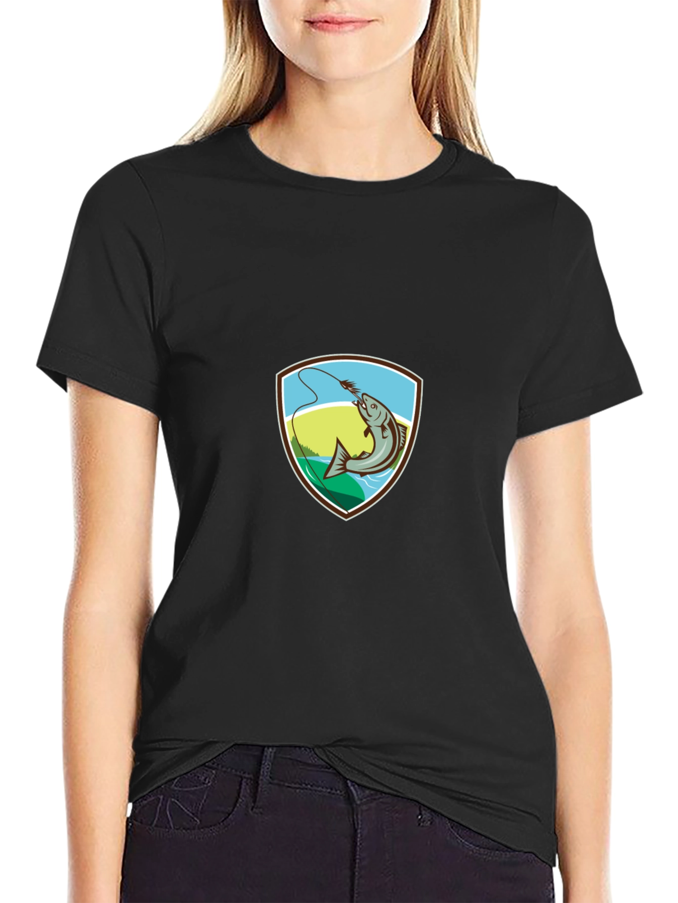 Fishing T-Shirt: Retro Fish Badge