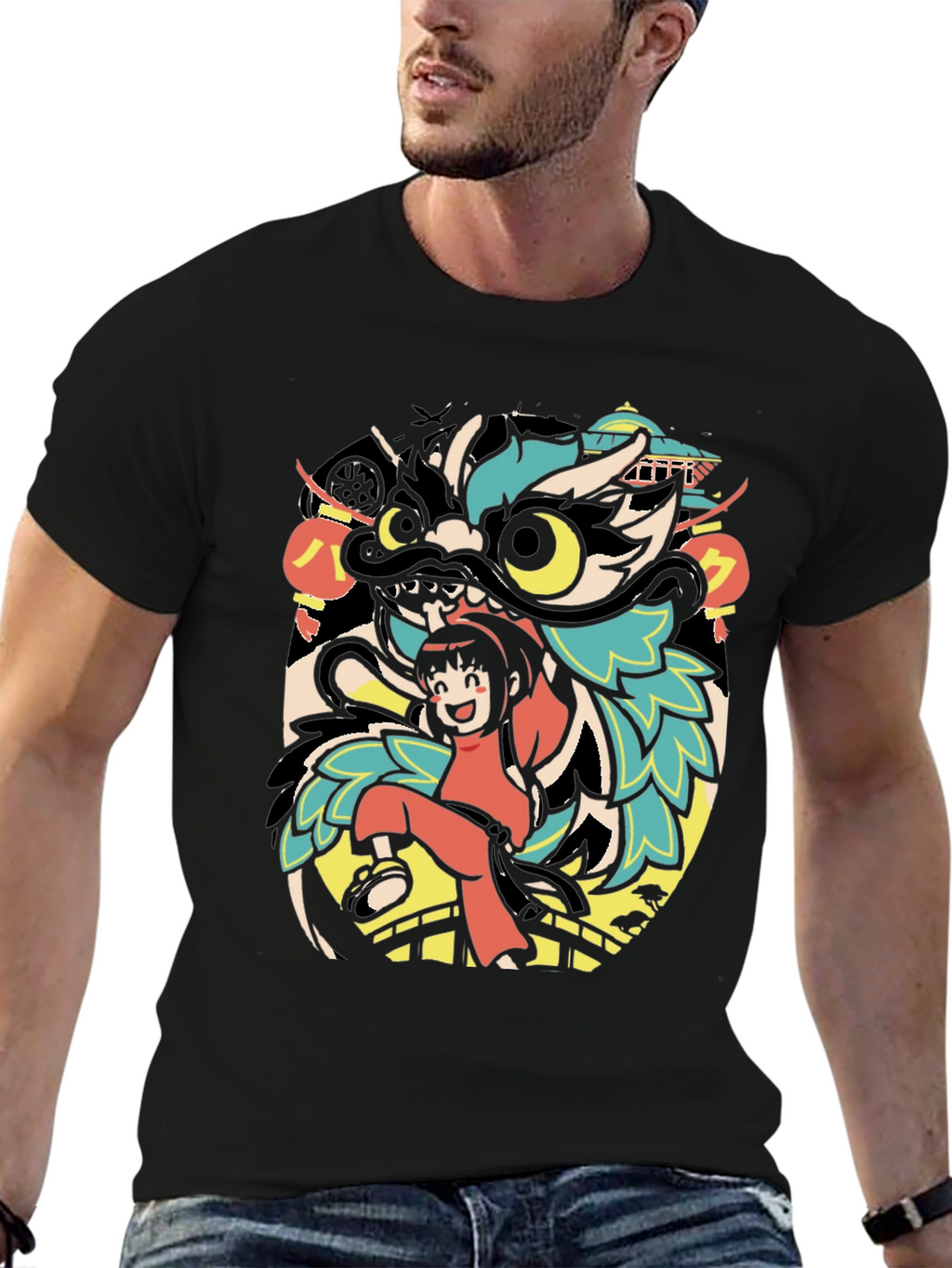 Dragon Dance Graphic Tee - Cool Asian Inspired Design