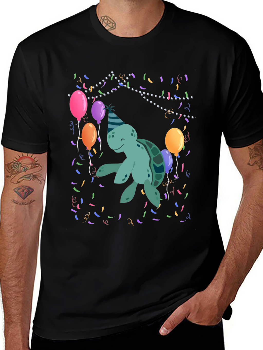 Party Turtle Graphic T-Shirt