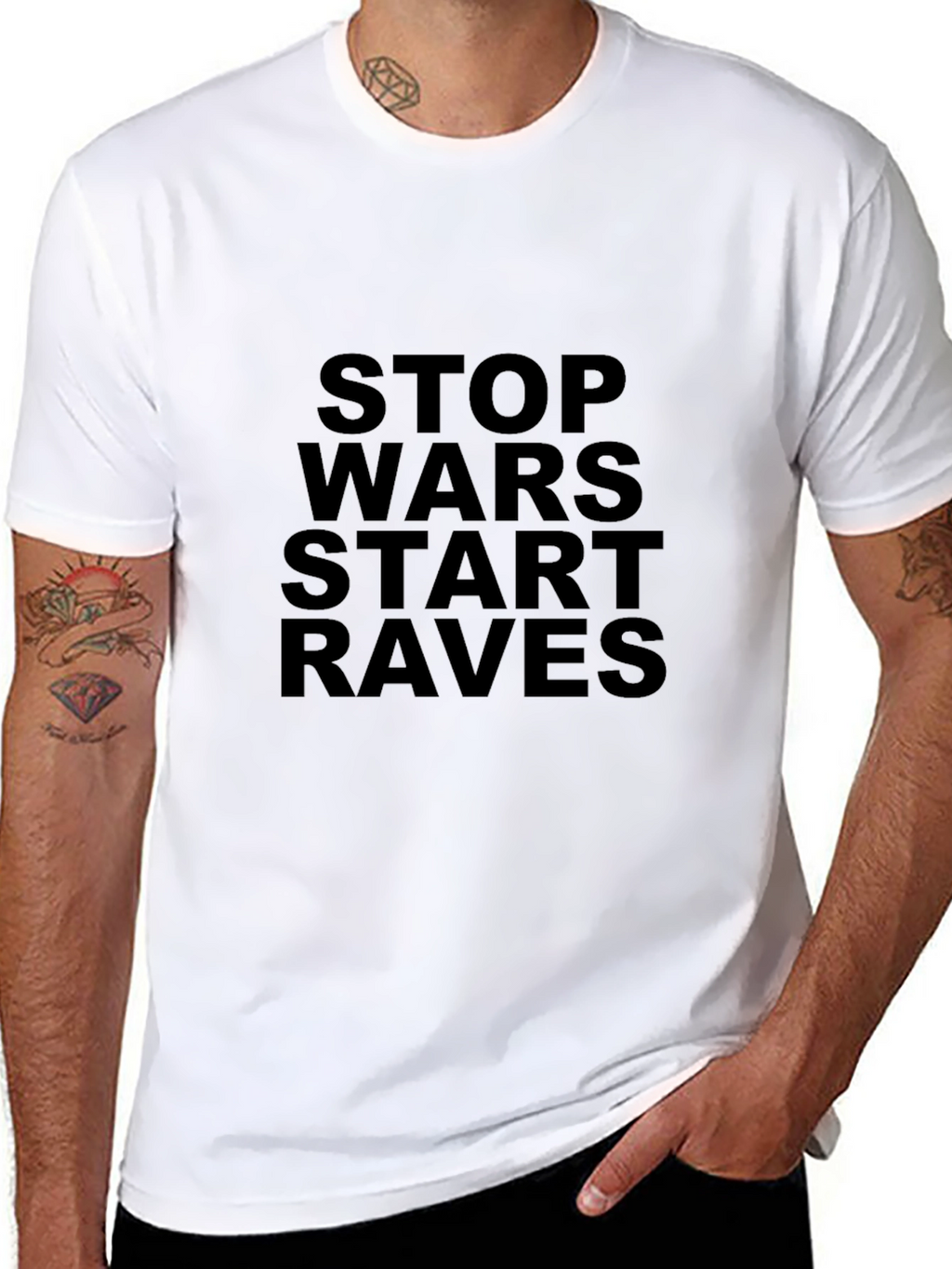 Stop Wars Start Raves Black T-Shirt