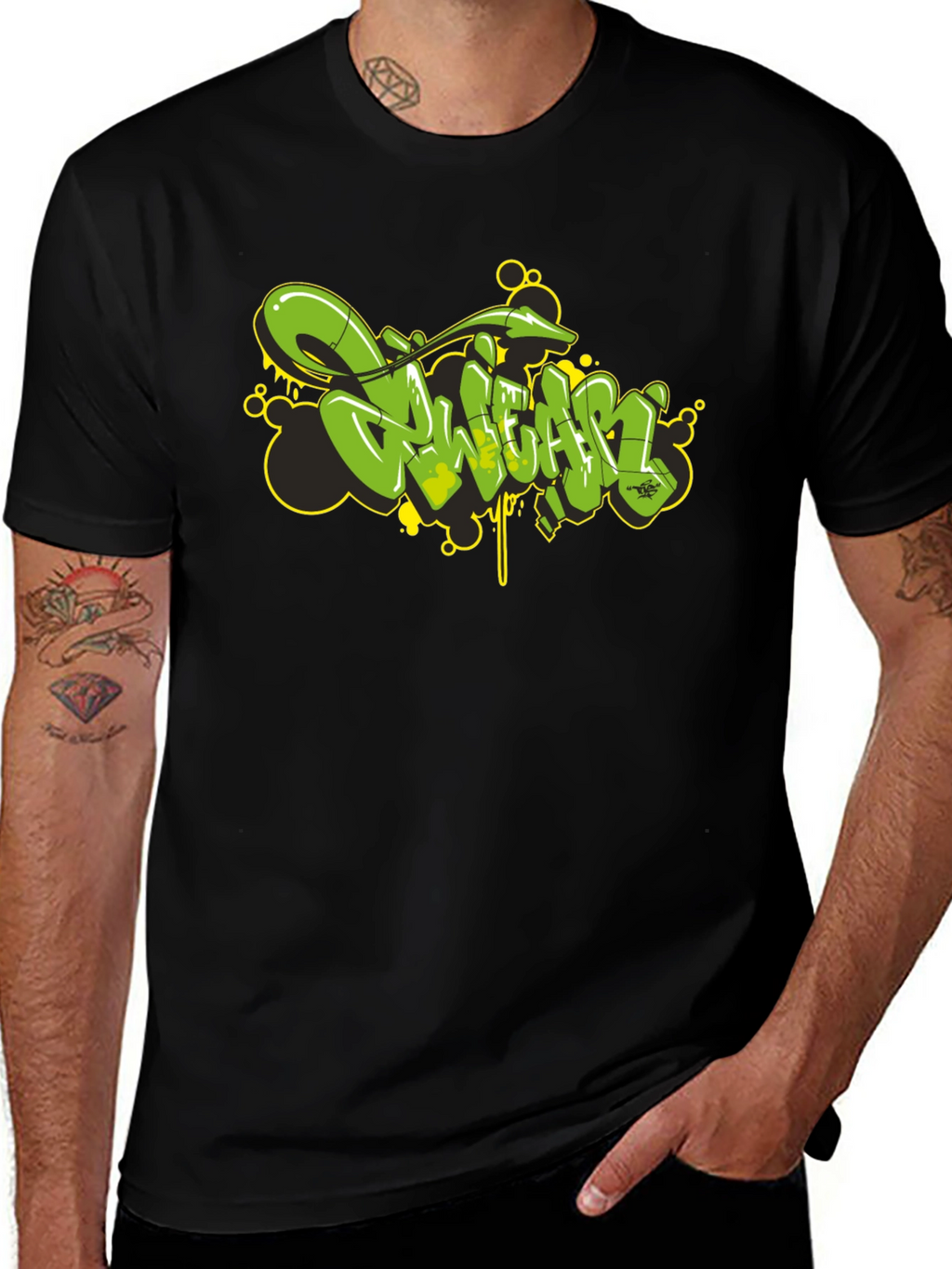 Graffiti Style Black Graphic T-Shirt