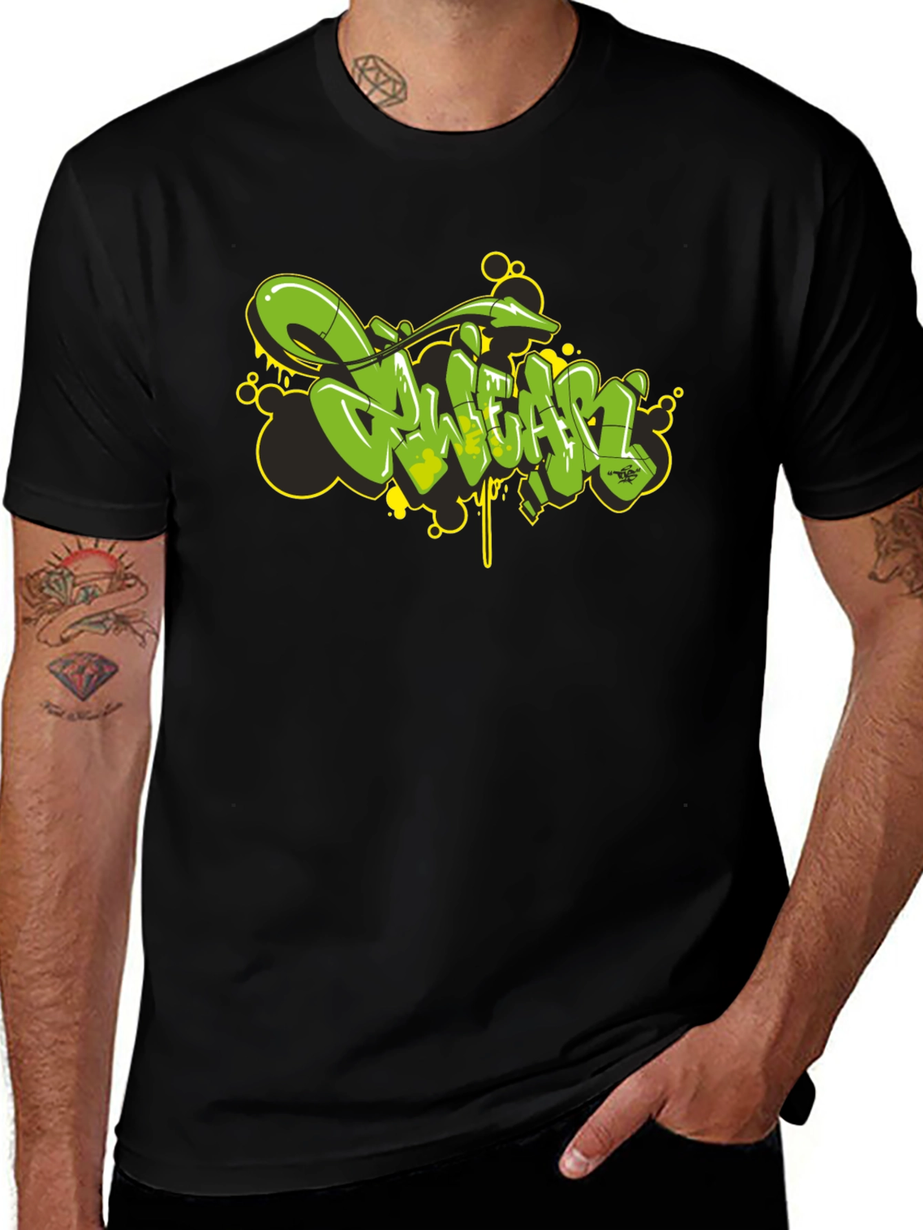 Graffiti Style Black Graphic T-Shirt