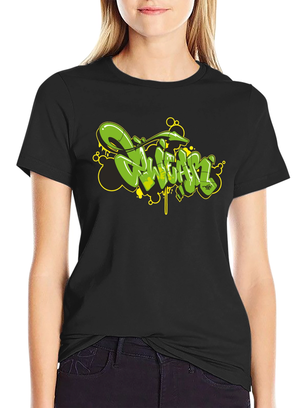Graffiti Style Black Graphic T-Shirt