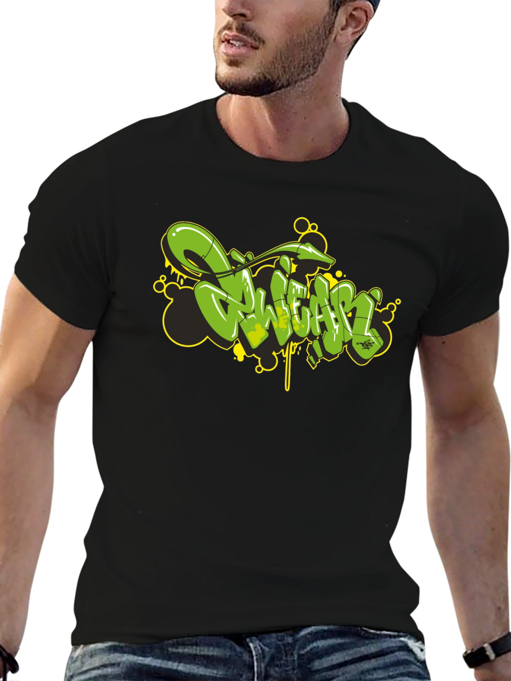Graffiti Style Black Graphic T-Shirt