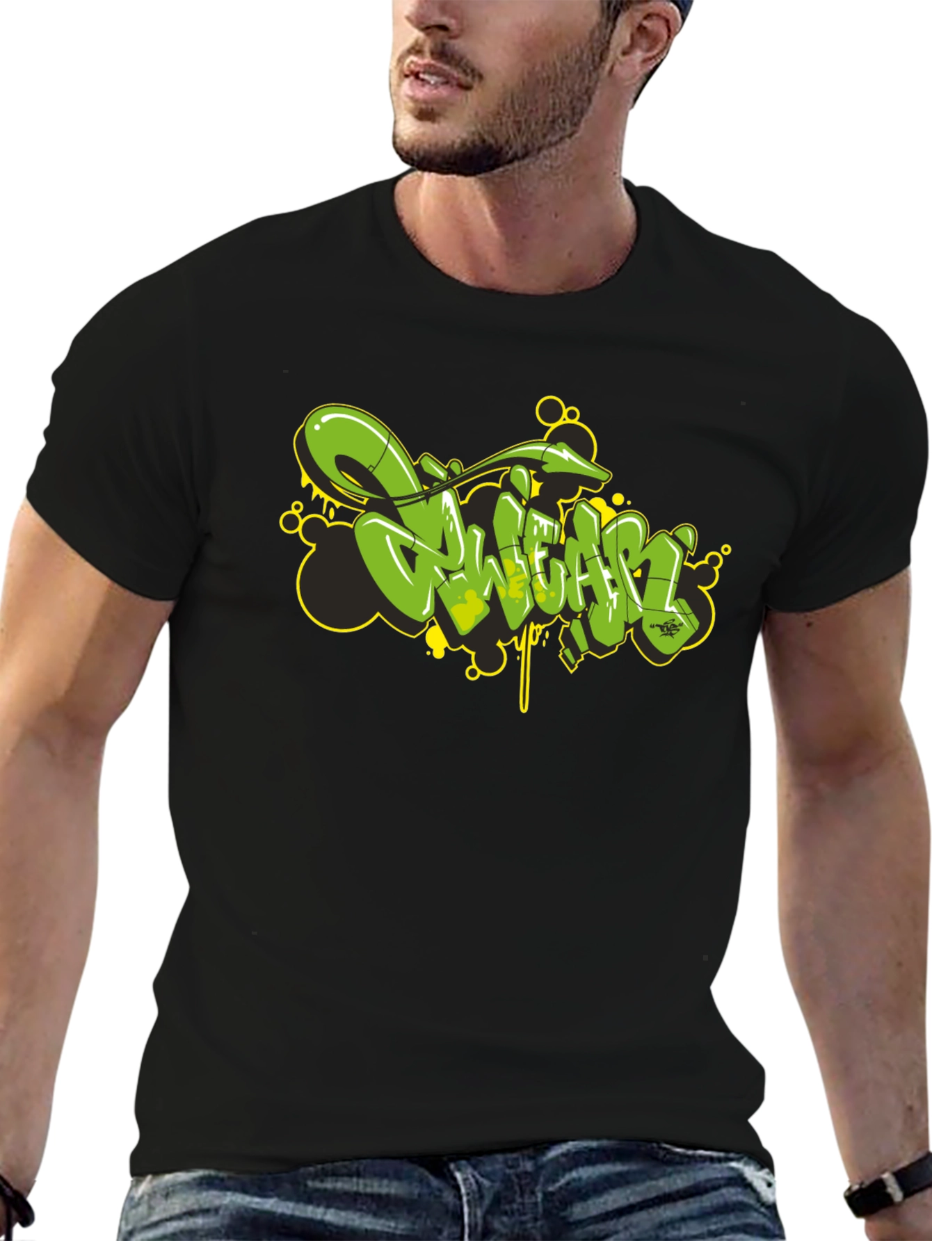 Graffiti Style Black Graphic T-Shirt