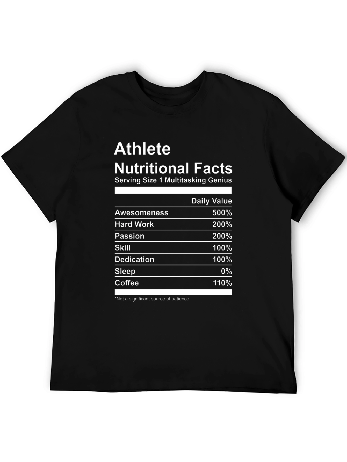 Athlete Nutritional Facts T-Shirt - Multitasking Genius