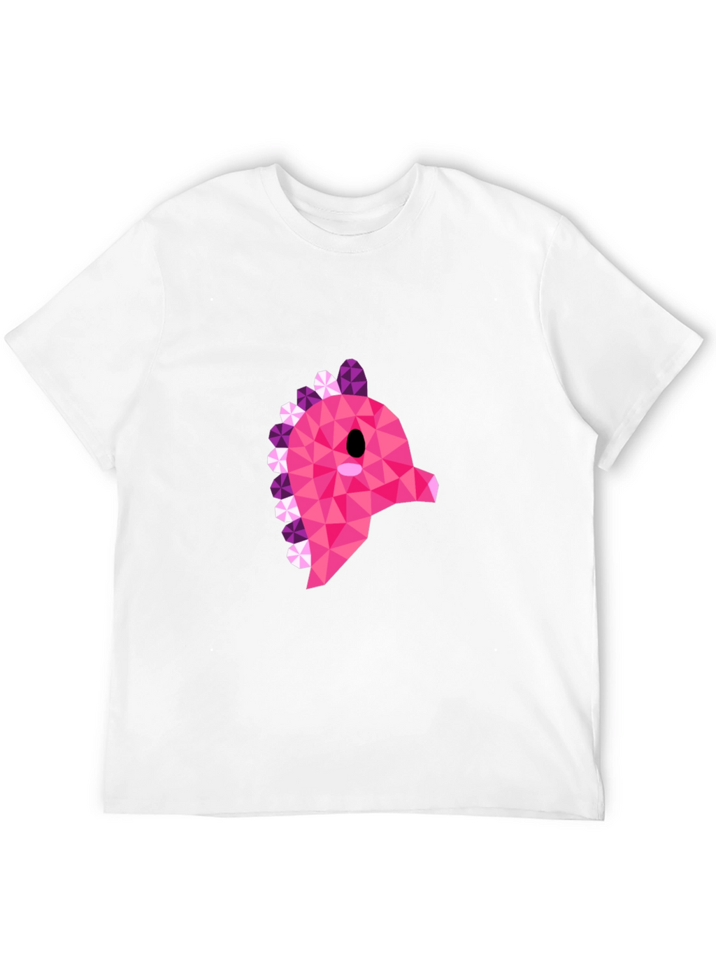 Geometric Pink Dinosaur Graphic T-Shirt - Modern Style