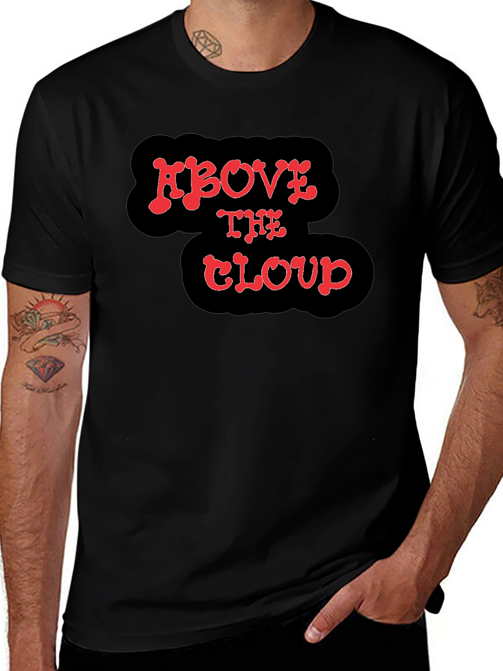 Above The Cloud Graphic Print Black T-Shirt