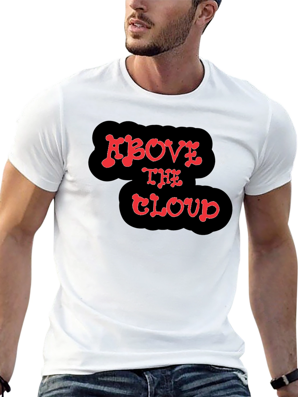 Above The Cloud Graphic Print Black T-Shirt
