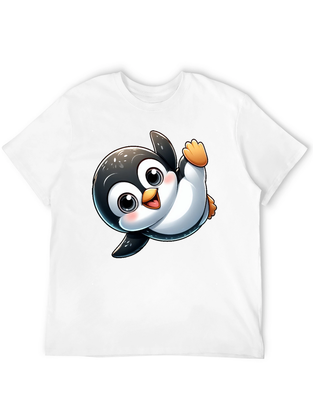 Cute Cartoon Penguin Black T-Shirt