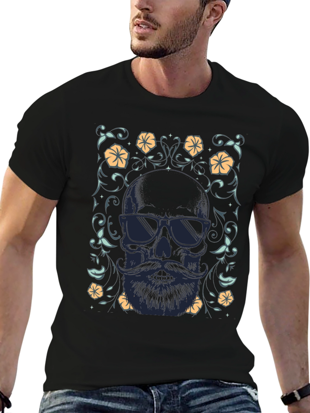 Bearded Skull Graphic Tee - Cool & Stylish