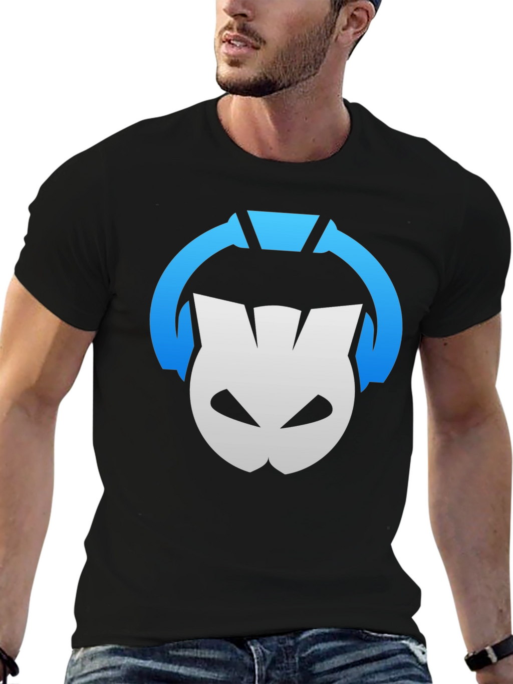 DJ Cat Headphones Black T-Shirt - Music Lover Tee