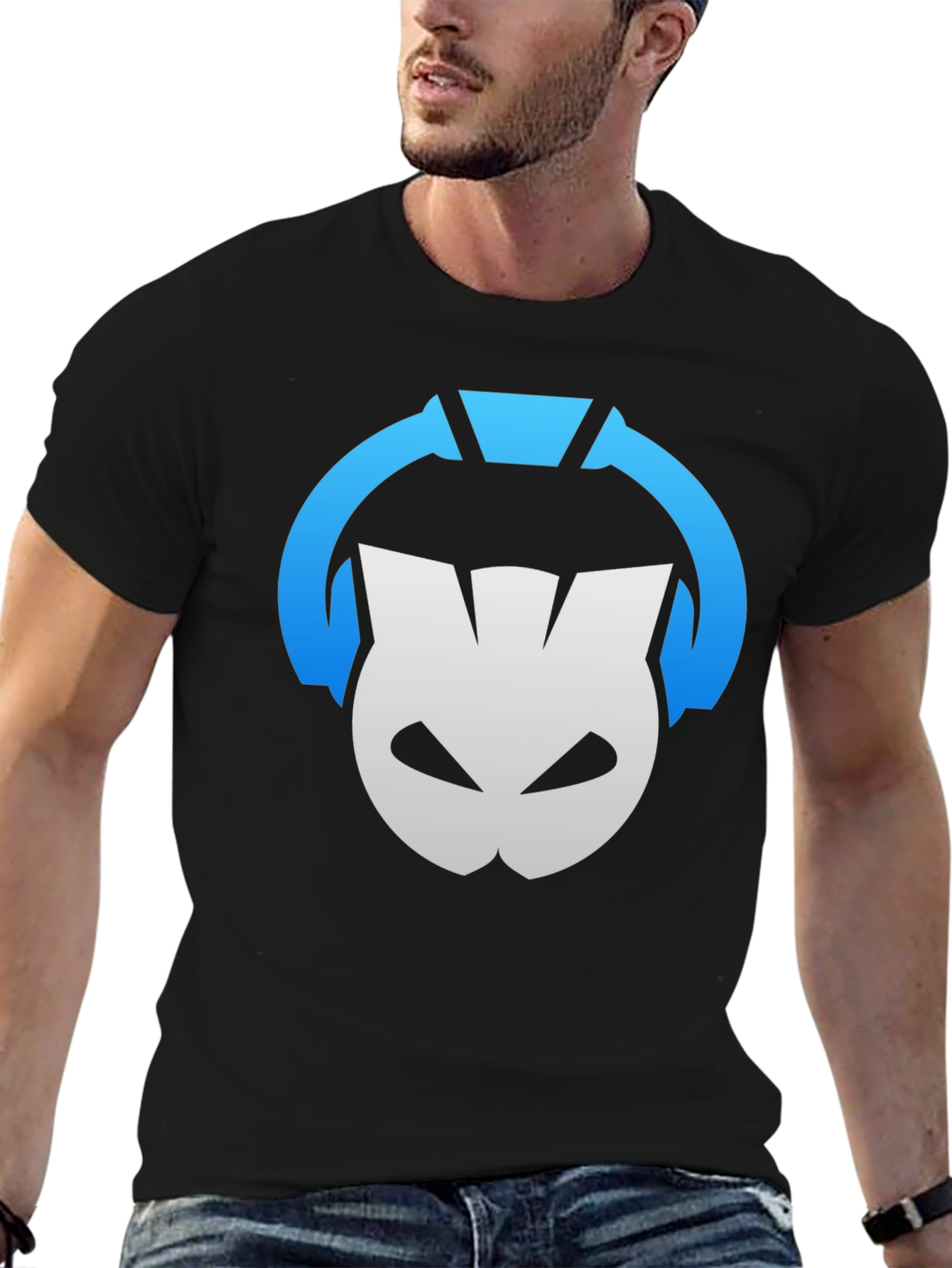 DJ Cat Headphones Black T-Shirt - Music Lover Tee
