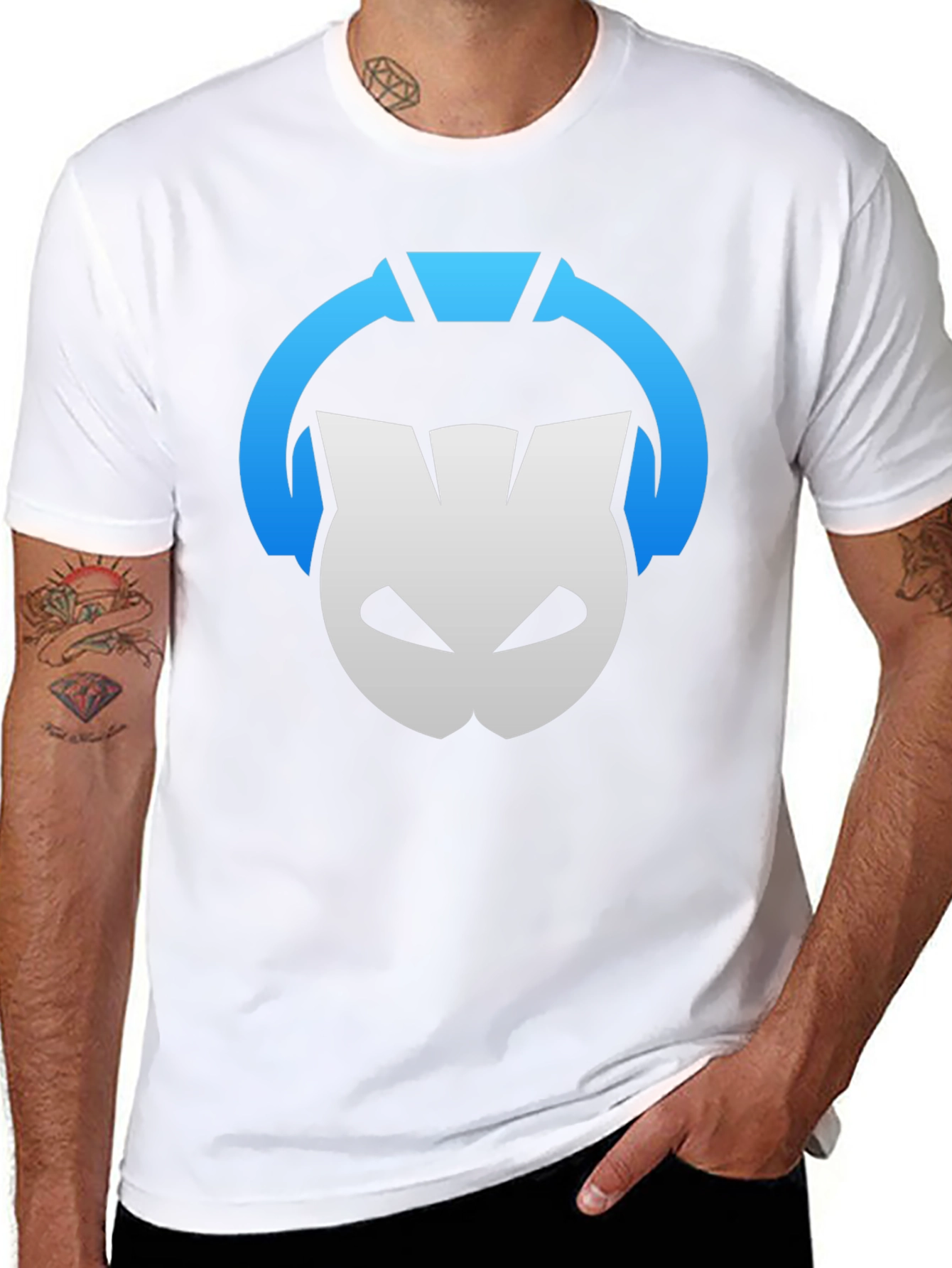 DJ Cat Headphones Black T-Shirt - Music Lover Tee