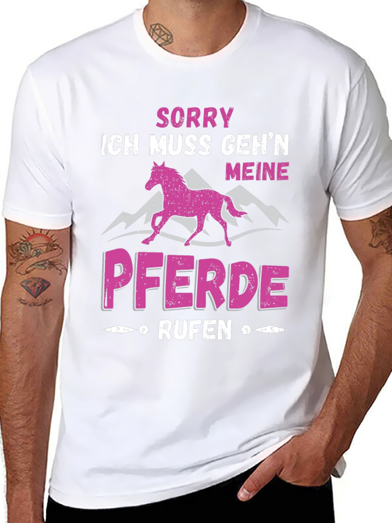 Sorry Meine Pferde Rufen Black T-Shirt