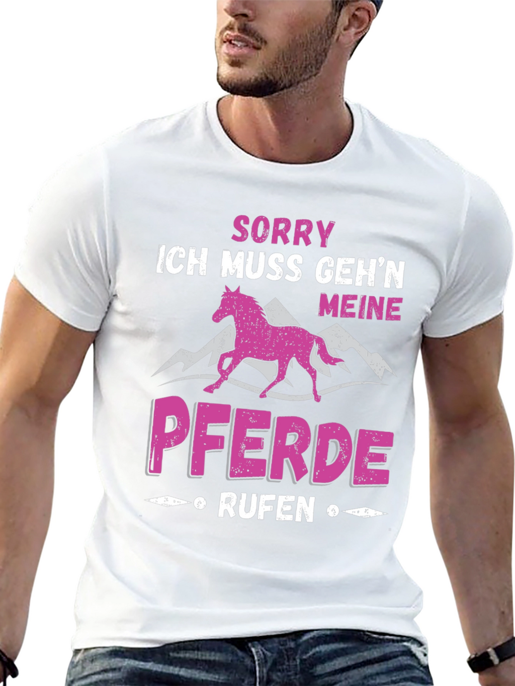 Sorry Meine Pferde Rufen Black T-Shirt