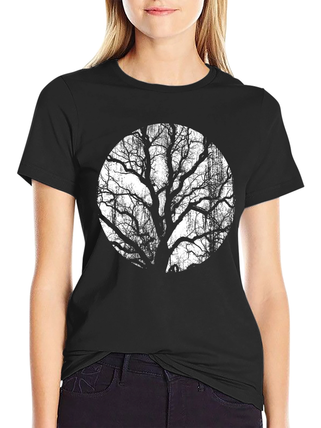 Black T-Shirt with Tree Silhouette