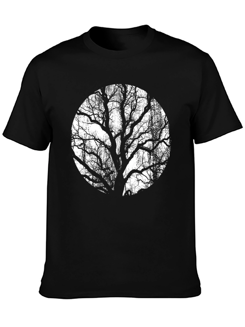Black T-Shirt with Tree Silhouette