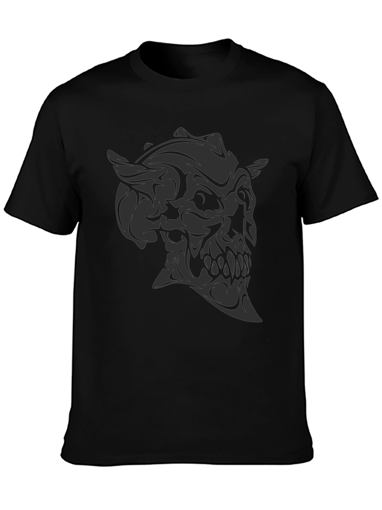 Dark Demon Skull Graphic Tee - Mens Black T-Shirt