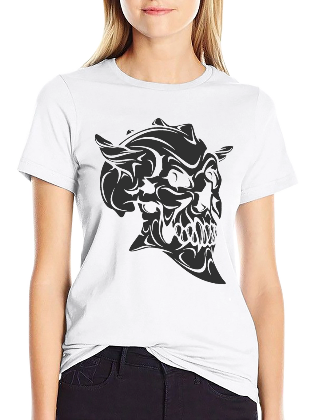 Dark Demon Skull Graphic Tee - Mens Black T-Shirt