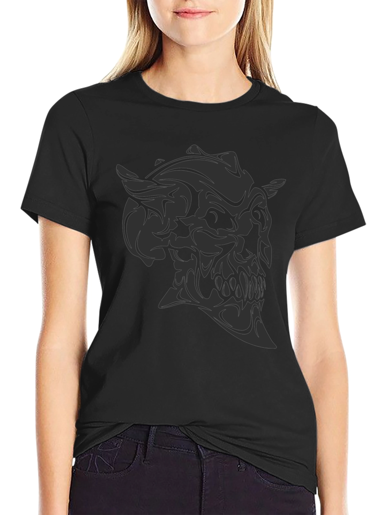 Dark Demon Skull Graphic Tee - Mens Black T-Shirt