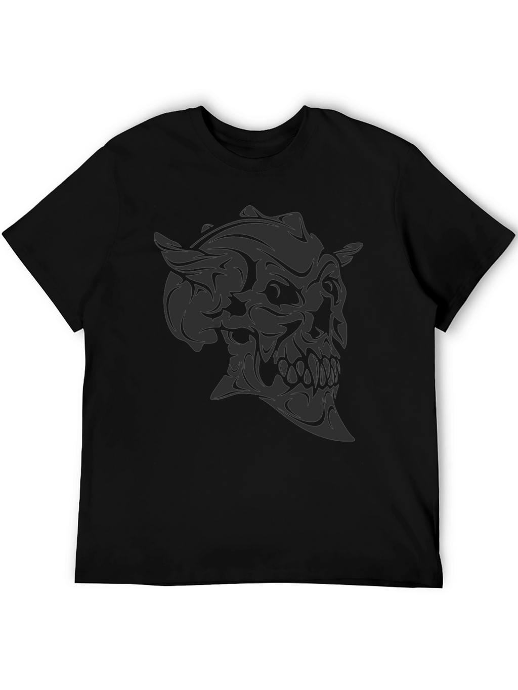 Dark Demon Skull Graphic Tee - Mens Black T-Shirt
