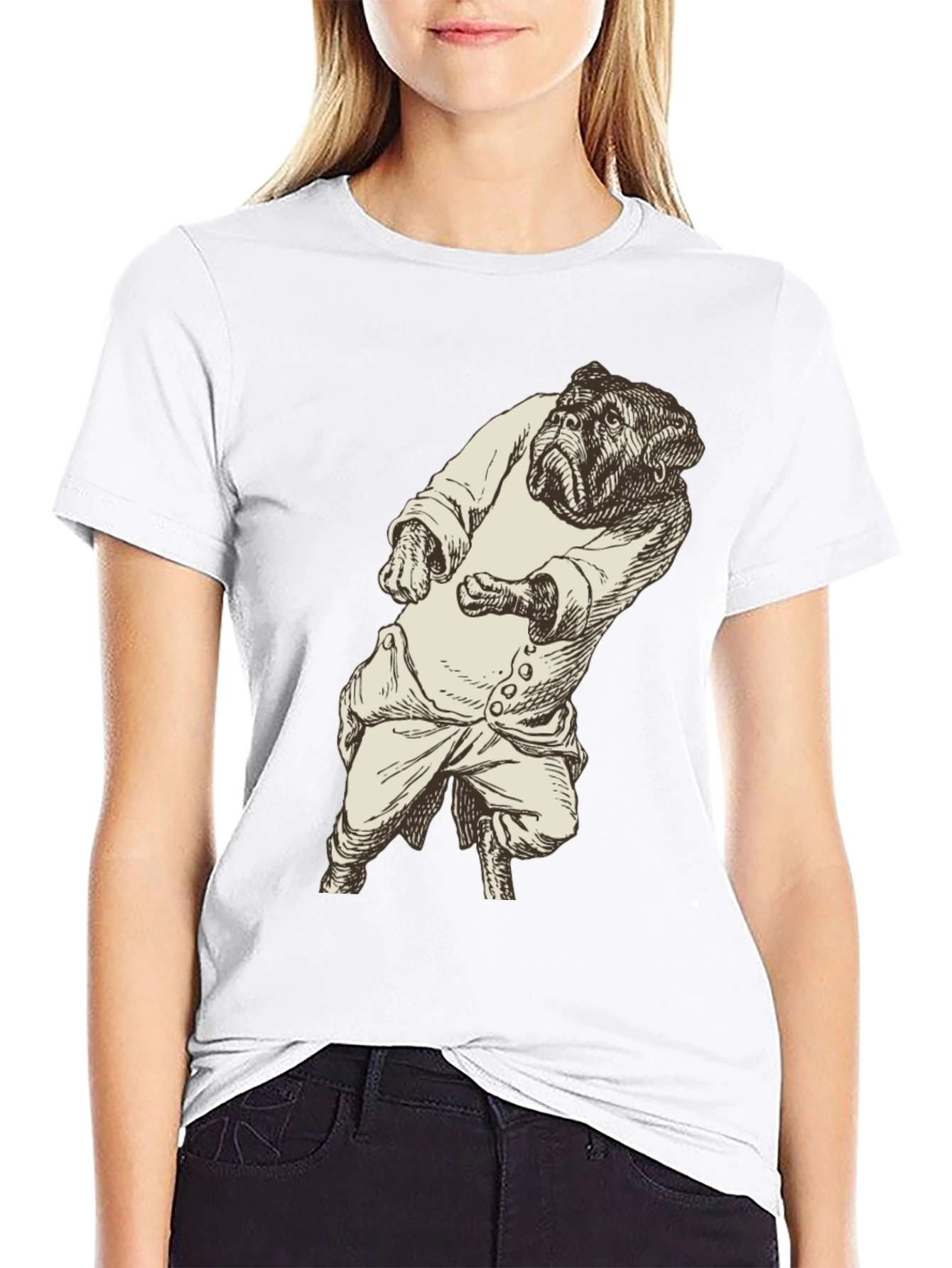 Bulldog Gentleman Graphic Tee - Unique Black T-Shirt