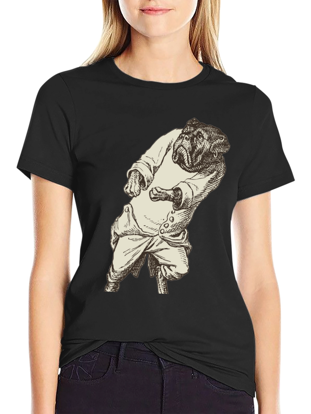 Bulldog Gentleman Graphic Tee - Unique Black T-Shirt